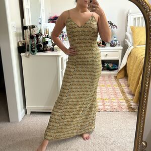Vintage 90’s Dress S Wear Micro Floral Vneck Rampage Neutral Maxi Y2K 20…